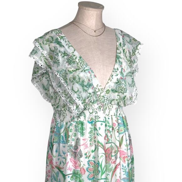 HOUSE OF HARLOW PaisleyTiered Maxi Dress Fairy Beach Boho V-Back Cottagecore - Picture 6 of 13